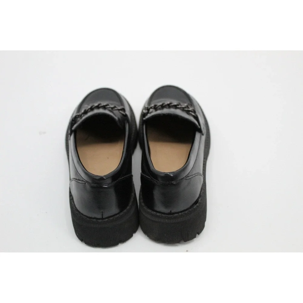 Daisy Fuentes Jetenna-G Black Lug Sole Chain Loafers DF270401 Size 4M